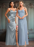 Annabelle A-line V-Neck Floor-Length Chiffon Bridesmaid Dress JLP0025726