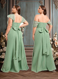 Jasmine Trumpet/Mermaid Off the Shoulder V-Neck Floor-Length Chiffon Bridesmaid Dress JLP0025810