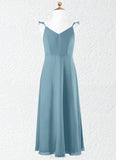 Valentina A-Line Ruched Chiffon Floor-Length Junior Bridesmaid Dress SJSP0020012