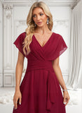 Mariah A-line V-Neck Knee-Length Chiffon Homecoming Dress With Ruffle JLP0025716