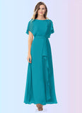 Aracely A-Line Pleated Chiffon Floor-Length Dress SJSP0019677