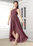 Vivienne A-Line Pleated Chiffon Asymmetrical Junior Bridesmaid Dress SJSP0019990