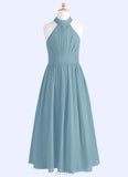 Elise A-Line Pleated Chiffon Floor-Length Junior Bridesmaid Dress SJSP0019988