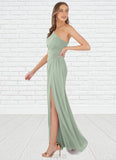 Haylee Sheath One Shoulder Mesh Floor-Length Dress SJSP0019635