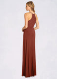 Ashly Sheath Pleated Luxe Knit Floor-Length Dress SJSP0019805