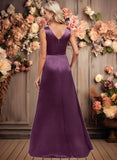 Lillian A-line Scoop Floor-Length Stretch Satin Bridesmaid Dress JLP0025829