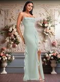 Mckenzie A-line Square Floor-Length Chiffon Bridesmaid Dress With Ruffle JLP0025735