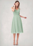 Lila A-Line Ruched Chiffon Tea-Length Dress SJSP0019740