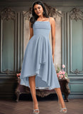 Kiana A-line Cowl Asymmetrical Chiffon Bridesmaid Dress With Ruffle JLP0025727