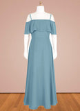 Layla A-Line Off the Shoulder Chiffon Floor-Length Junior Bridesmaid Dress SJSP0019973