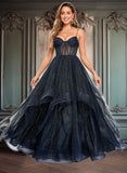 Reina Ball-Gown/Princess V-Neck Floor-Length Tulle Prom Dresses JLP0025863