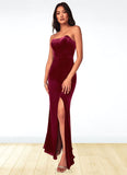 Dania A-Line Strapless Velvet Floor-Length Dress SJSP0019776