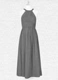 Elisabeth A-Line Pleated Chiffon Floor-Length Junior Bridesmaid Dress SJSP0019976