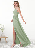 Talia A-Line Lace Chiffon Floor-Length Dress SJSP0019744