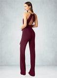 Aubree Pleated Luxe Knit Jumpsuit with Belt Cabernet SJSP0019817