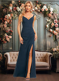 Gracie Trumpet/Mermaid V-Neck Floor-Length Chiffon Prom Dresses With Ruffle JLP0025873