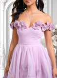 Cadence Ball-Gown/Princess Off the Shoulder Short Tulle Homecoming Dress With Pleated Flower JLP0025668