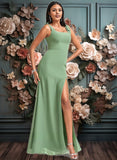 Madelynn A-line Square Floor-Length Chiffon Bridesmaid Dress With Bow JLP0025740