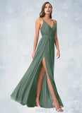 Faith A-Line Pleated Chiffon Floor-Length Dress SJSP0019728