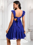 Lorena A-line Square Short Chiffon Homecoming Dress With Bow JLP0025665