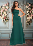 Peggie A-line Asymmetrical Off the Shoulder Floor-Length Satin Prom Dresses JLP0025884