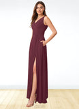 Joyce A-Line Pleated Chiffon Floor-Length Dress SJSP0019671