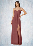 Coral A-Line Chiffon Floor-Length Dress SJSP0019687