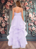 Sue Ball-Gown/Princess Asymmetrical One Shoulder Floor-Length Tulle Prom Dresses JLP0025867