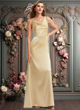 Sam A-line Cowl Floor-Length Stretch Satin Bridesmaid Dress JLP0025764