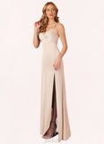 Frederica Mermaid Pleated Stretch Satin Floor-Length Dress SJSP0019749