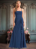 Frida A-line Square Floor-Length Chiffon Bridesmaid Dress With Ruffle JLP0025732