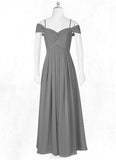 Geraldine A-Line Off the Shoulder Chiffon Floor-Length Junior Bridesmaid Dress SJSP0019996