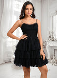 Leilani Ball-Gown/Princess Scoop Short Tulle Homecoming Dress With Pleated Ruffle JLP0025648