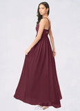 Martina A-Line Pleated Chiffon Floor-Length Dress SJSP0019693