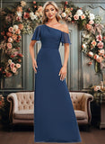 Macie A-line Asymmetrical Floor-Length Chiffon Bridesmaid Dress With Ruffle JLP0025801