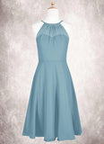 Audrina A-Line Pleated Chiffon Knee-Length Junior Bridesmaid Dress SJSP0019980