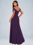 Mia A-Line Off the Shoulder Stretch Crepe Floor-Length Dress SJSP0019768