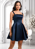 Gwen A-line Straight Short Satin Homecoming Dress With Bow JLP0025639