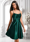 Sheila A-line Cowl Short Stretch Satin Homecoming Dress JLP0025664