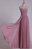 A Line Sweetheart Bridesmaid Dress Floor Length Chiffon With Ruffles