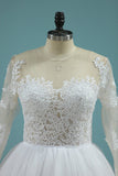 Wedding Dresses Scoop Long Sleeves A Line Tulle With Applique