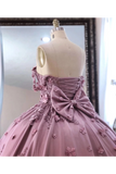 Ball Gown Off The Shoulder Tulle Quinceanera Dress With Lace Appliques Puffy Prom SJSP3HM7KB3