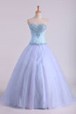 Ball Gown Sweetheart Prom Dresses Tulle & Lace With Beading