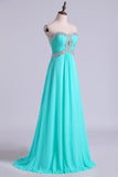 Prom Dresses A Line Floor Length Sweetheart Chiffon With Rhinestone