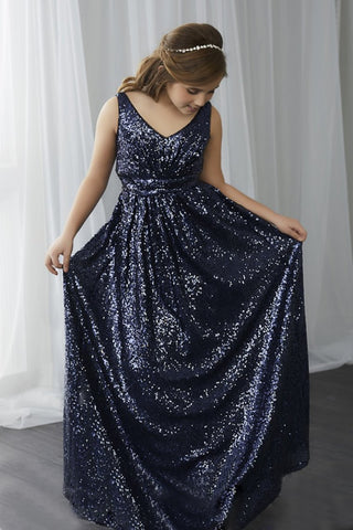 New Arrival V Neck A Line Sequins Prom Dresses Zipper Up