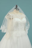 Long Sleeves Boat Neck A Line Tulle With Applique Wedding Dresses