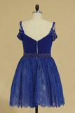 Straps A Line Homecoming Dresses Lace With Ruffles & Beads