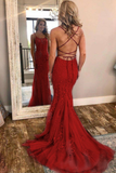 Charming Spaghetti Straps Mermaid Long Open Back Prom Dresses