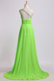 Elegant Prom Dresses A Line One Shoulder Chiffon With Beading&Sequins