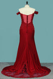 Mermaid Prom Dresses Off The Shoulder Spandex With Applique